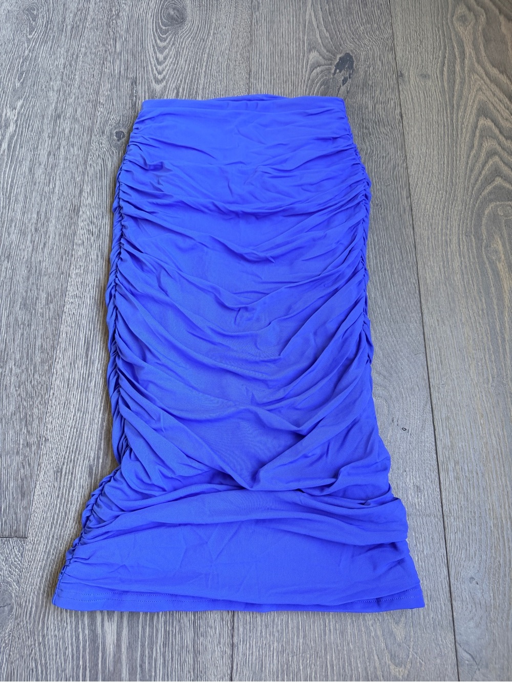 Exotica ExoticAthletica Electric Blue Body Contouring Mesh Ruched Midi Skirt